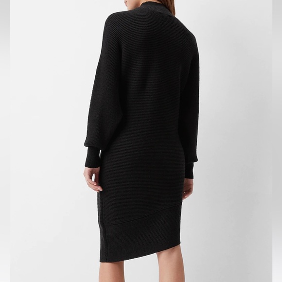 Express Black Turtleneck Asymmetrical Hem Midi Sweater Dress, Size XS - Picture 3 of 3